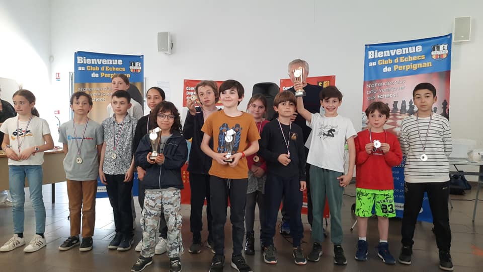 Podium du tournoi rapide FIDE U12 du 19 avril 2023